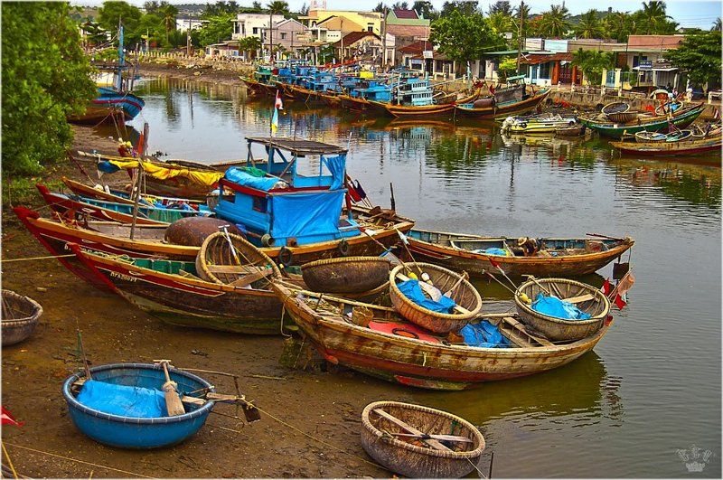 вьетнам, лодки, рыбаки рыбакиphoto preview