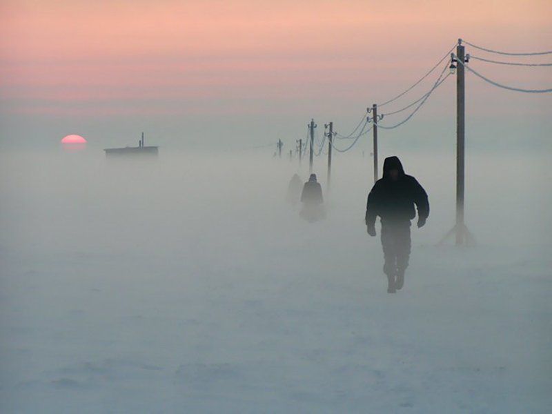 архангельск, зима, закат Переправа через Северную Двинуphoto preview