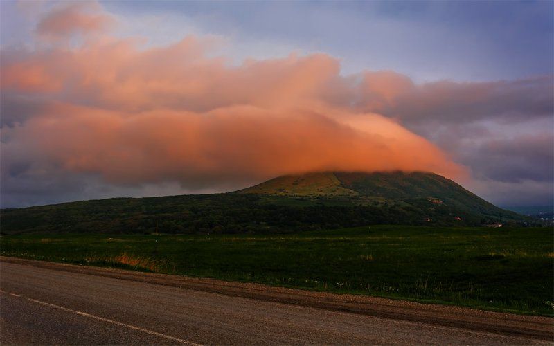 весна, вечер, горы, закат, кавказ, небо, облака, панорама, пейзаж, природа, северный кавказ *****photo preview