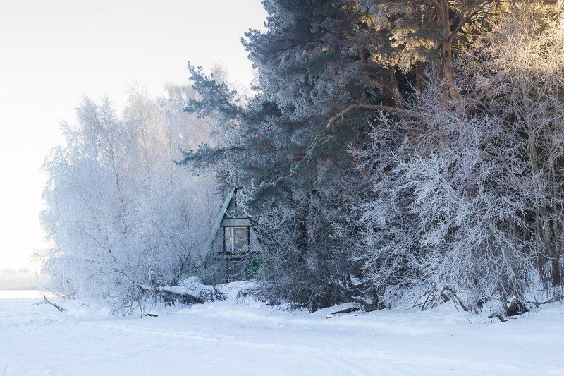 солнечногорск, россия, зима, сенеж, иней, мороз, снег, домик, Прикрытый холодомphoto preview