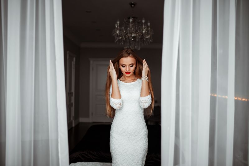 девушка, платье, портрет Белыйphoto preview