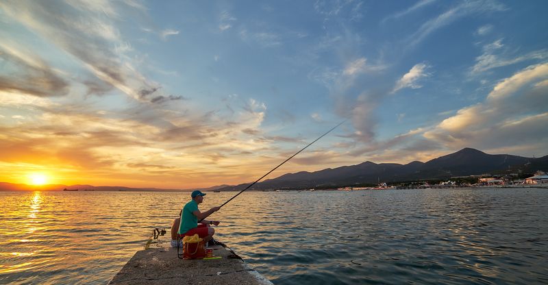 закат, лето, море, небо, облака, пейзаж, рыбалка Летняя рыбалкаphoto preview