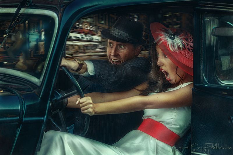 фотоарт, скорость, машина, ночь, улица - Тормози, дура!!!photo preview