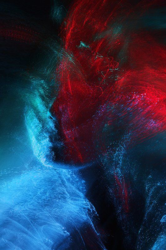 light painting, long exposure, fiber optic, portrait, light, neon, glow, sensual, fantasy expressive, night, dark Красный и голубойphoto preview