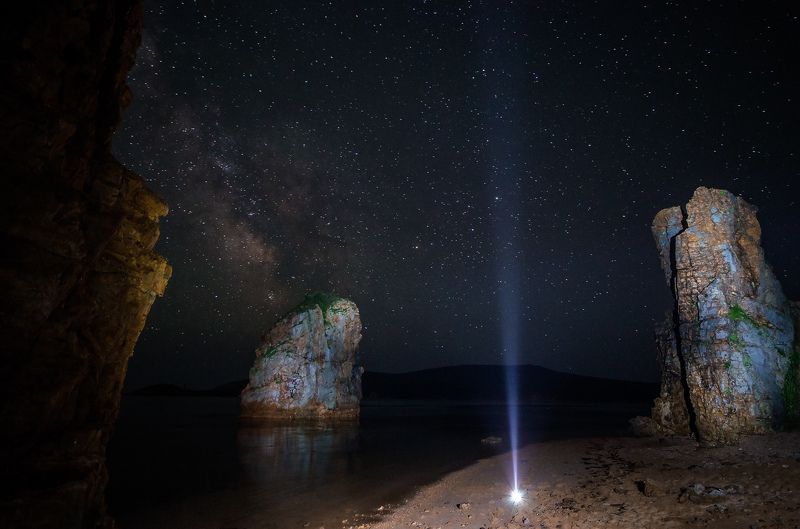 остров Русский, Приморье, Приморский край, ночь, звезды, море Упавшая звездаphoto preview