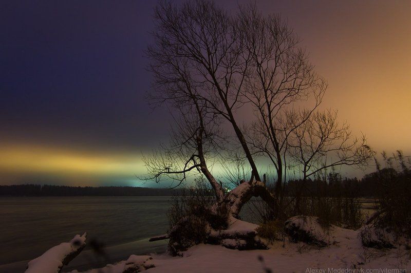 сенеж, озеро, осень, снег, лед, льдина, солнечногорск, Ночь на Сенежеphoto preview