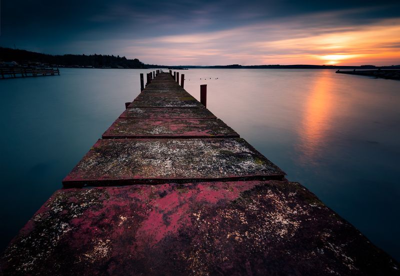sunset, landscape, nature, water, sea, pier, long exposure Sunset in the end of the winterphoto preview