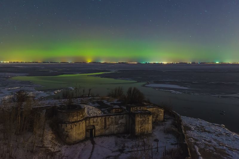 Северное сияние, Кронштадт, Котлин, Санкт-Петербург 29.03.2017, форт Риф, о. Котлин, г. Кронштадт.photo preview