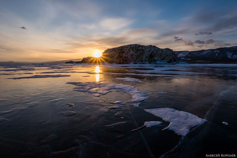 байкал, сибирь, россия, закат, лед, снег, пейзаж, природа, зима, остров, baikal, siberia, russia, sunset, ice, snow, landscape, nature, winter, island Закат у острова Борга-Даганphoto preview