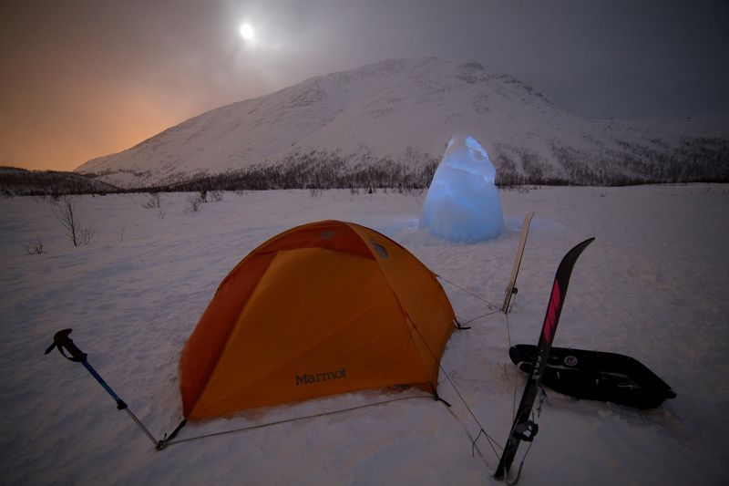 хибины, зима, палатка, снег,  Холодная ночевкаphoto preview