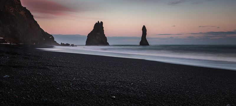 черный, песок, пляж, скалы Чёрный пляжphoto preview