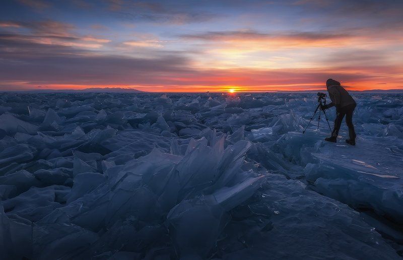 байкал, рассвет, лёд Успеть заснять прекрасные моменты...photo preview