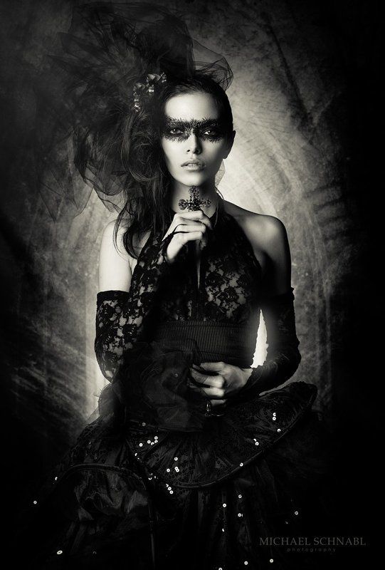 portrait, dark beauty, fashion, black dress, dark goddessphoto preview