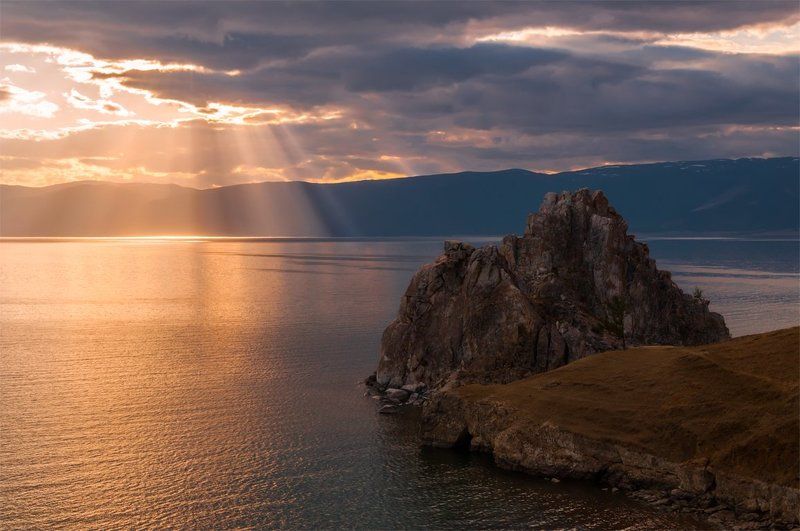 природа, пейзаж, байкал, сибирь, весна, горы, озеро, байкал, остров, ольхон, скала, шаманка, закат, вечер, небо, облака, ***photo preview