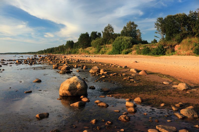 латвия, вечер, море, облака, закат, камни, курмрагс, лето, август, берег, пляж, облака, песок, вода, небо, свет, природа, пейзаж ***photo preview