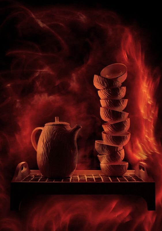 керамика, посуда, гончар, гончарное дело, дарья боброва, андрей голов, andygolov, натюрморт, still life, pottery, clay, cups, tea, чай, чайник, light painting, light brush, long exposure Из огняphoto preview