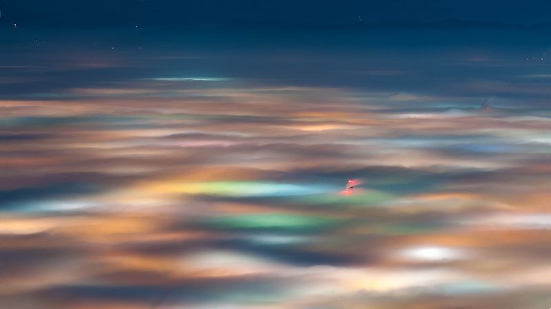 night, fog, foggy, landscape, mountain, colors, lights, city София...photo preview