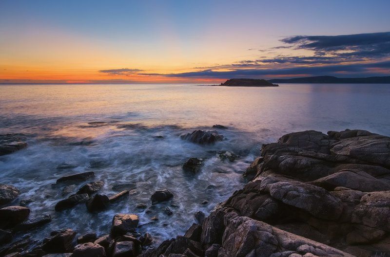 Bulgaria, morning, sunrise, Болгария, восход, дюны, море, прибой, рассвет, скалы, Утро, Черное море, black sea, Dunes, rocks, Arkutino, Аркутино, Saint Thomas	 Скалы Saint Thomas. Рассвет.photo preview