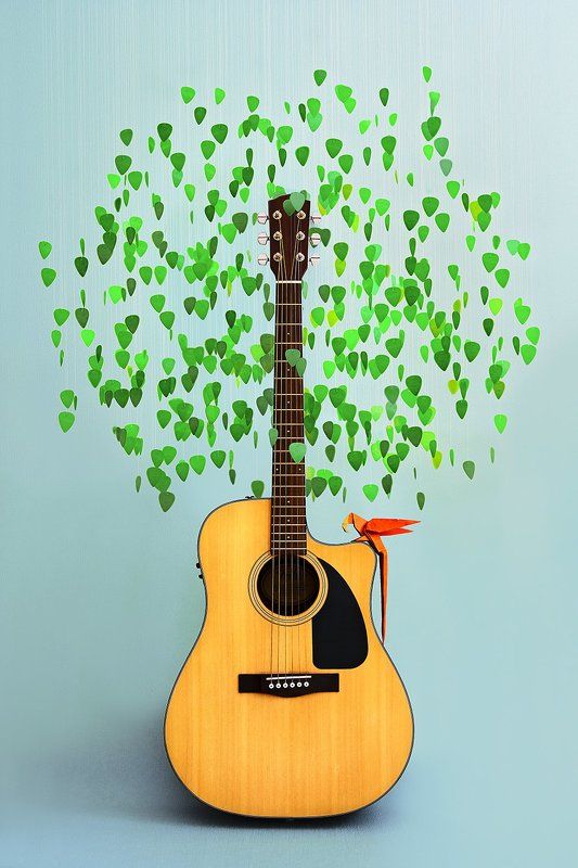 музыка, дерево, птица, оригами, гитара, рок, акустика, натюрморт Музыкальное деревоphoto preview