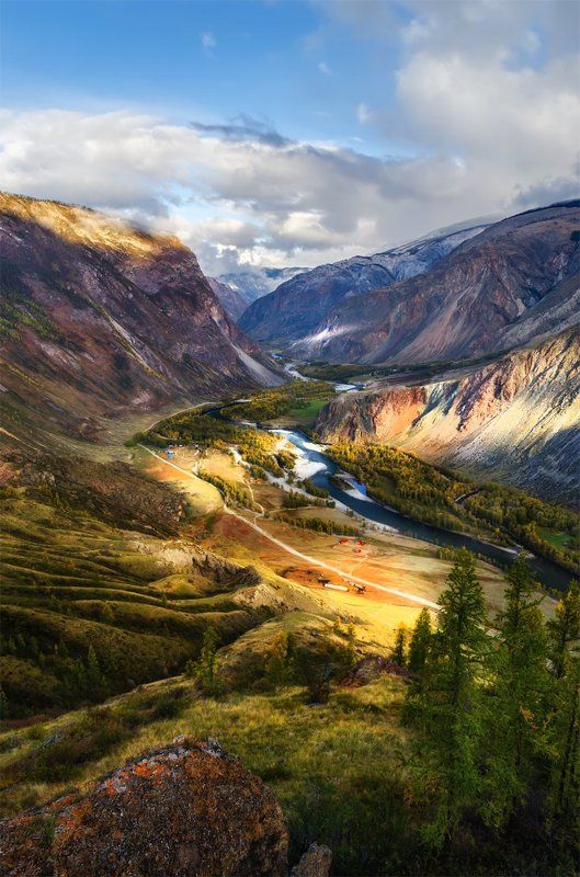 природа, пейзаж, горы, сибирь, алтай, осень, утро, чулышман, каньон, долина, река Чулышманphoto preview
