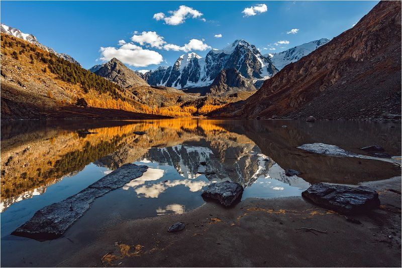 алтай,озеро,шавлинское,осень,золотая,горы ,лиственница Закат на Шавлинском озереphoto preview
