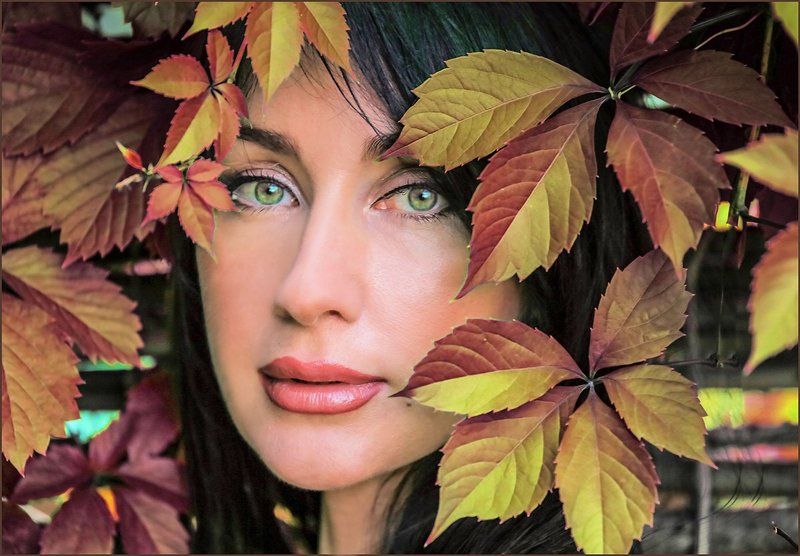 девушка, портрет, листья Моника-2photo preview
