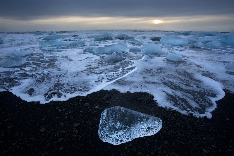 Jokulsarlon,iceland,ice,water, лагуна,лёд,исландия,вода,закат, Ледниковая лагуна Йокульсарлон.photo preview