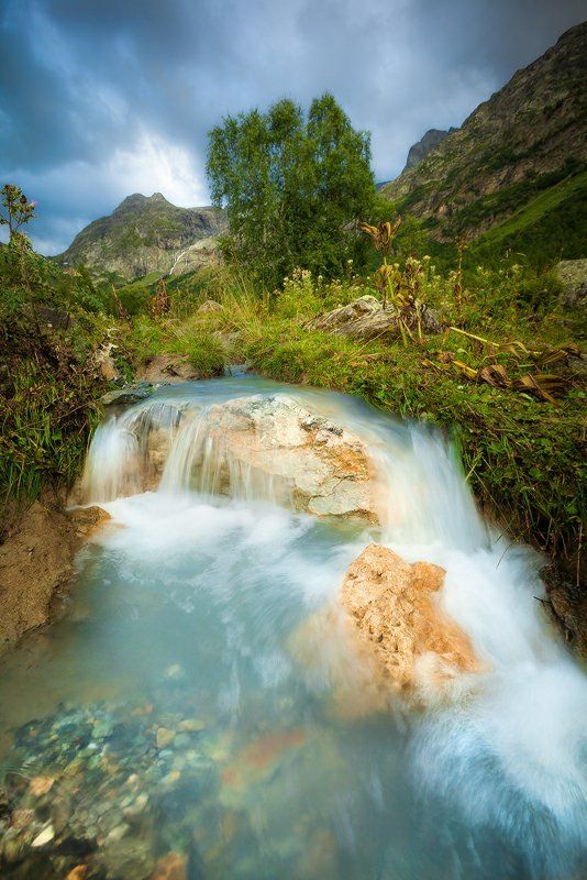 ручей, водопад, лето, архыз, кавказ Свежестьphoto preview