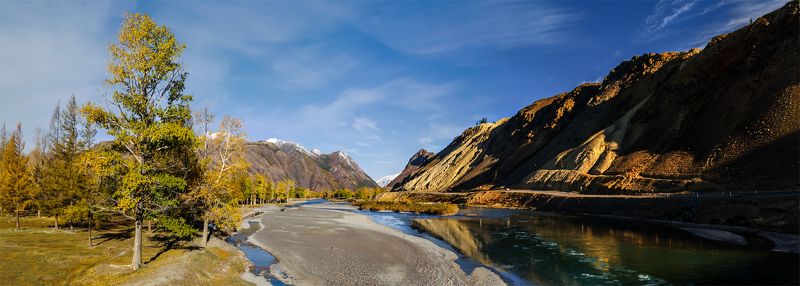 природа, пейзаж, горы, сибирь, алтай, осень, чуя, река, панорама Чуяphoto preview