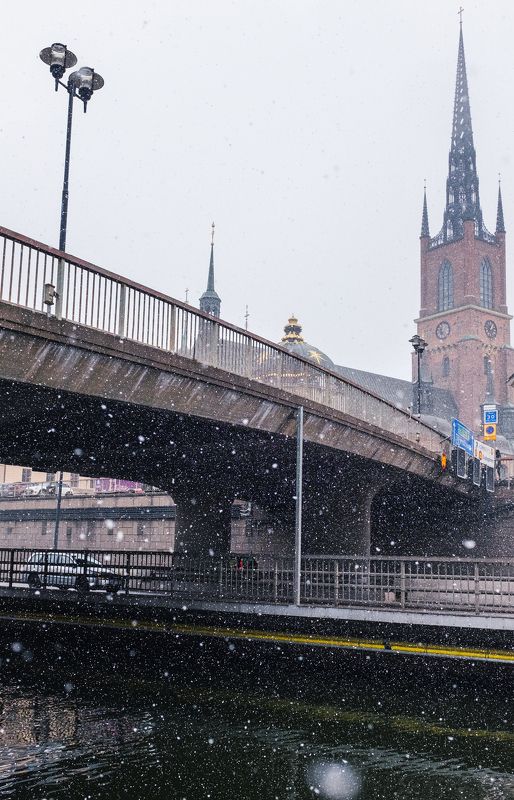 стокгольм, пейзаж, город, снег, архитектура Снег в Стокгольмеphoto preview