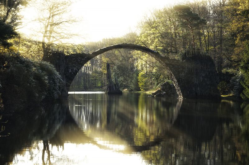 мост весна озеро Rakotzbrückephoto preview