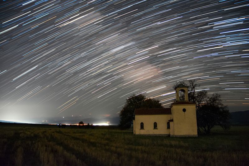 sky, stars, trails, nature, landscape, night, light, Church Churchphoto preview