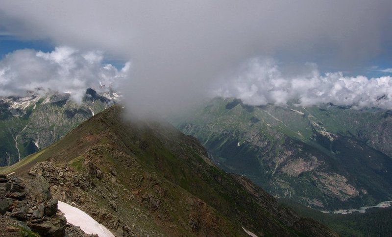 горы, пейзаж, кавказ, домбай, небо, ледники, облака, снег Есть контакт!photo preview