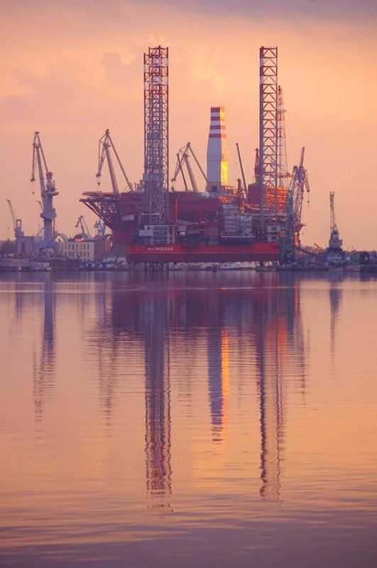 плавучая платформа, приразломная, закат, северодвинск ***photo preview