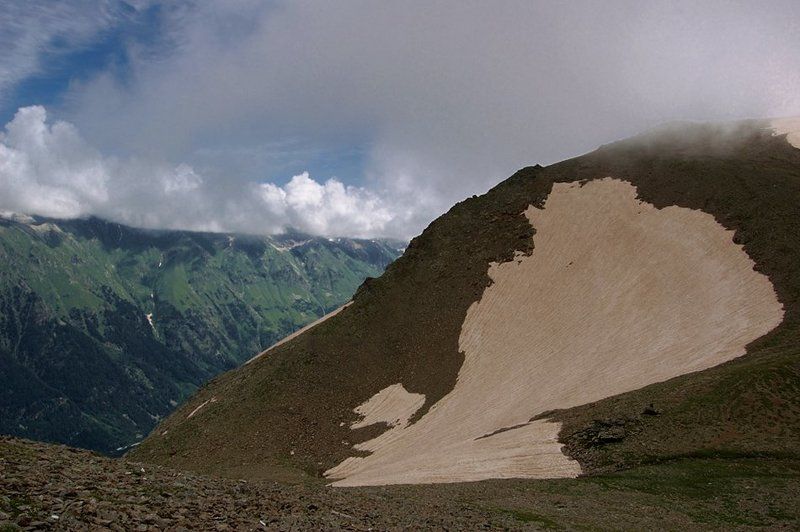 горы, пейзаж, кавказ, домбай, небо, вершины, облака, снег Крыло мотылька...photo preview