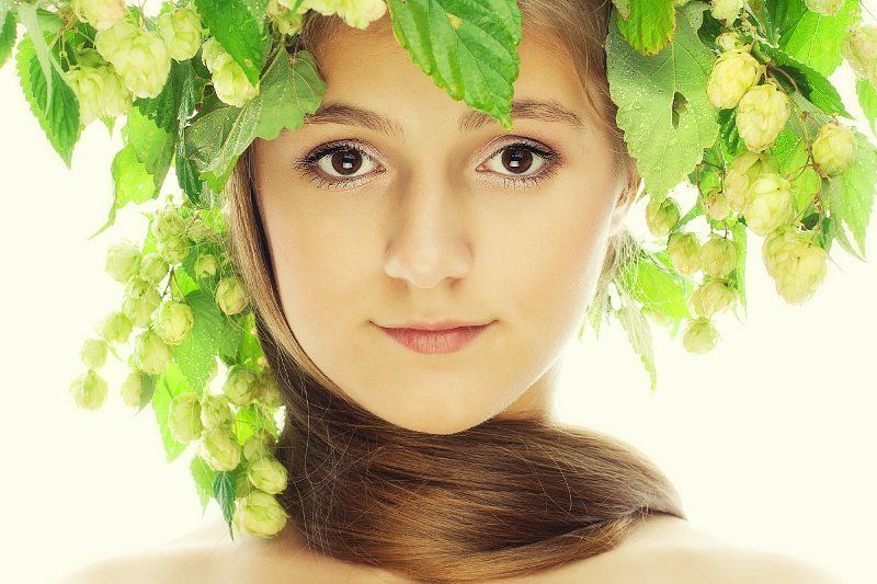 лето, девушка, студия, цветы, хмель Летняяphoto preview