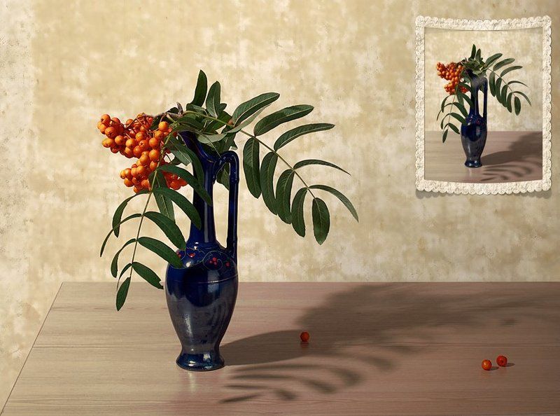 funtry, букет, ваза, композиция, натюрморт, рябина, тень Бабье летоphoto preview