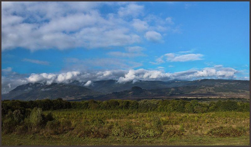 горы, небо, облака, кавказ, лес, пейзаж, солнце Пейзаж со взбитыми сливками...photo preview