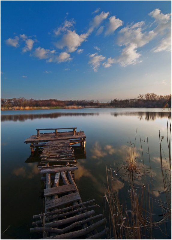 мостик, озеро, штиль, облака ***photo preview