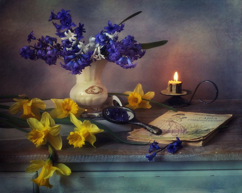 цветы, книга, свеча, вечер, свет, Вечерний..photo preview