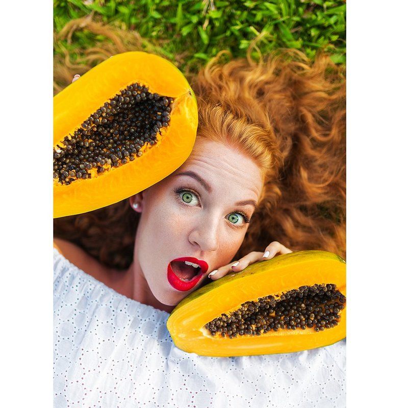 портрет фрукты девушка тропики Софи Папаяphoto preview