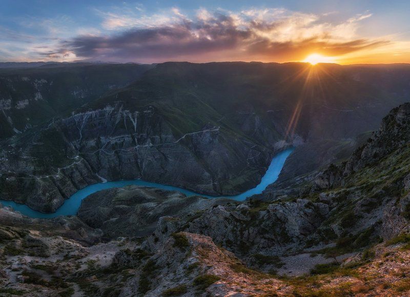 дагестан, сулакский каньон Сулакский каньон на закате. фото превью