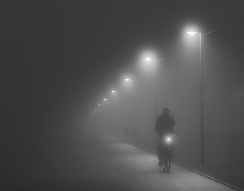 cyclist in the fog photo preview
