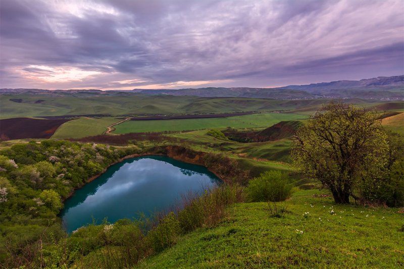 горы, природа, пейзаж, озеро, кавказ, весна, вечер, небо, Шадхурейphoto preview