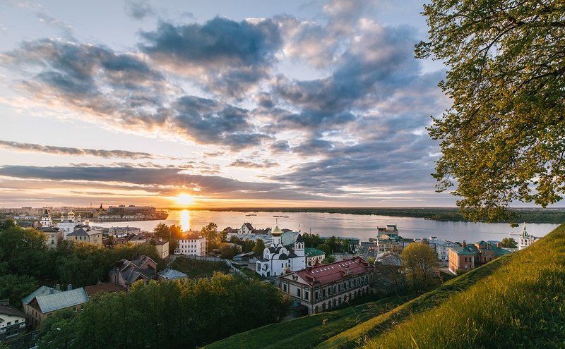 нижний новгород, закат, город, весна Над городом Горькимphoto preview