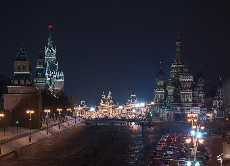 Architecture, buildings, night, russia, moscow, street, winter, cold, snow, ice, kremlin, river, embankment, stars, vacation, christmas, walk, new year, архитектура, строения, дорога, ночь, россия, москва, улица, зима, холод, снег, лед, кремль, река, набе Сердцевинаphoto preview