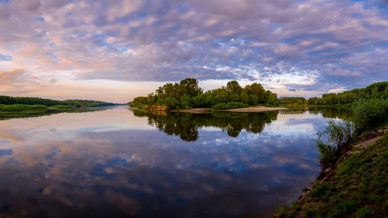 пейзаж, река, утро, природа, рассвет, nature, landscape, sunrise, sky, clouds Отражения рассветаphoto preview