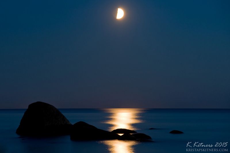 sea water moon light track stone silhouette seascape night The Moon Trackphoto preview