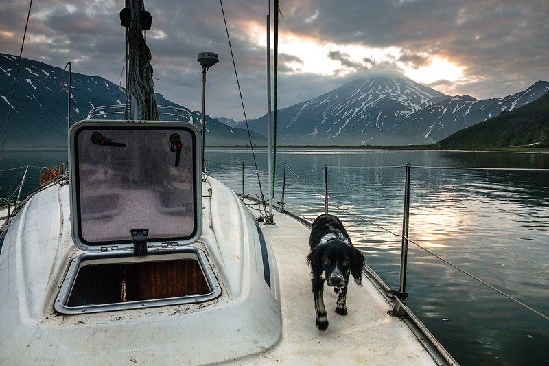 камчатка, яхта, путешествие,вилючинский вулкан, бухта,закат Камчатский морской волкphoto preview