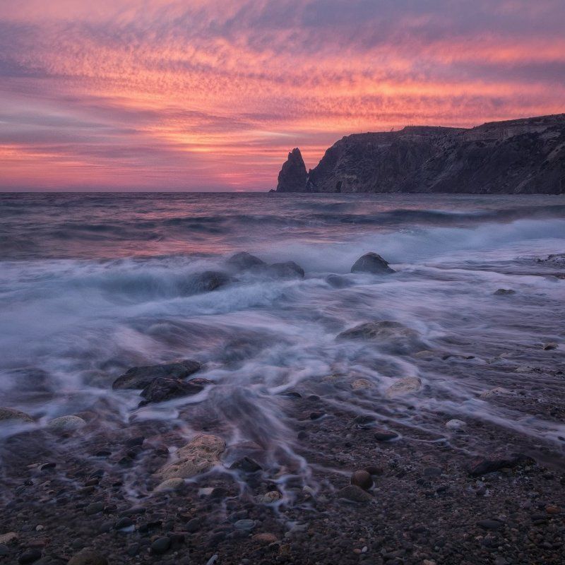 крым, фиолент, черное море, закат, скала св. георгия, пейзаж, пейзажная съемка, путешествия, мыс фиолент, nikon d7100, nikon, national geografic, landscape, black sea Вечер на Яшмовом пляжеphoto preview